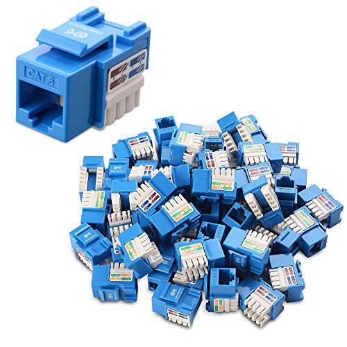 Cable Matters UL Listed 50-Pack RJ45 키스톤 잭 in 화이트 키스톤 Punch-Down 지지대