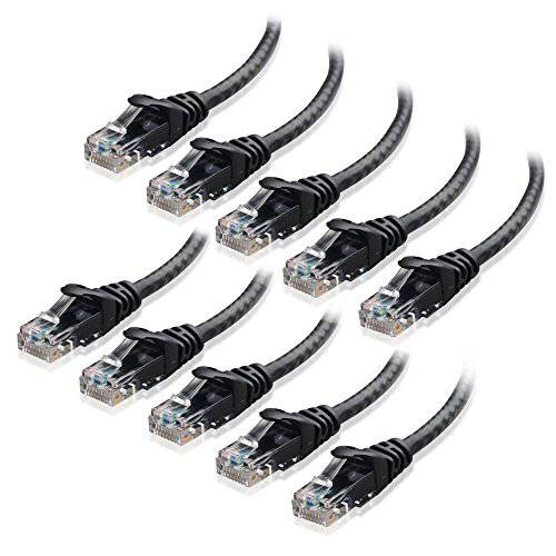 CableMatters 10-Pack Snagless 숏 Cat6 랜선, 랜 케이블 (Cat6 케이블, Cat 6 Cable) 인 블랙 3 ft