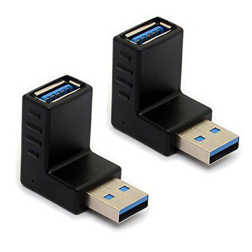BSHTU USB 3.0 어댑터 90 도 권리 앵글드 젠더 Changers USB 커넥터 Type A 버티컬 Male to Female 연장 L-Shape 마개 2Pcs ( 왼쪽+  권리)