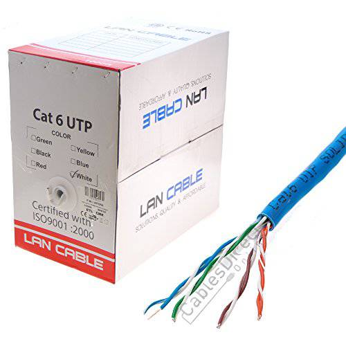 Cables Direct Online White Cat6 1000 feet 벌크, 대용량 랜선, 랜 케이블, cm 베어 Solid Copper UTP, 23 AWG, Reelex II 박스