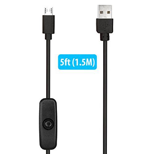HomeSpot 5V 2.4A 파워 Supply/ Adapter/ 충전 (UL Listed) with 5ft Long 미니 USB 케이블 with On 오프 Switch 버튼 for 라즈베리 파이 아두이노