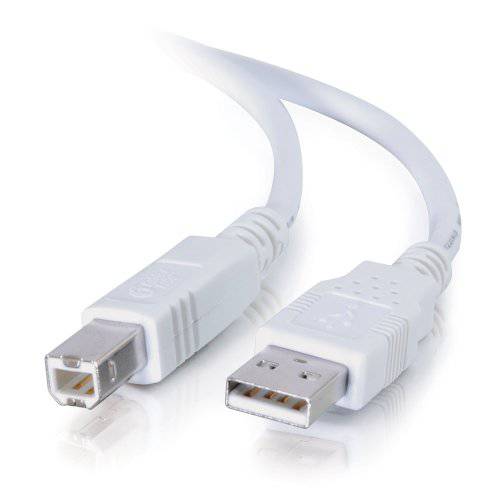 C2G 13172 USB 케이블 - USB 2.0 A Male to B Male 케이블 for Printers, Scanners, Brother, Canon, Dell, Epson, HP and more, White (6.6 Feet, 2 Meters)