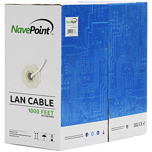 NavePoint Cat6 Riser (CMR), 1000ft, Black, Solid 베어 Copper 벌크, 대용량 랜선, 랜 케이블, 550MHz, 23AWG 4 Pair, 비차폐 Twisted Pair (UTP)