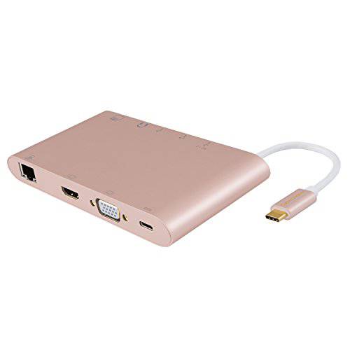 USB Type C Hub, CableCreation 10 인 1 USB-C to HDMI, VGA, 기가비트 Ethernet, 3 USB 3.0 Port, 3.5mm 오디오 Port, SD/ 미니 SD 카드 Reader, USB-C Female 충전 Adapter, (Compatible 썬더볼트 3), 그레이