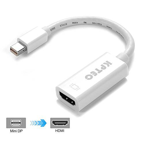 KPTEC 미니DisplayPort, 미니 DP (Thunderbolt) to HDMI 어댑터 for 애플 맥북, 맥북 Air, 맥북 프로, 서피스 프로 - 하얀