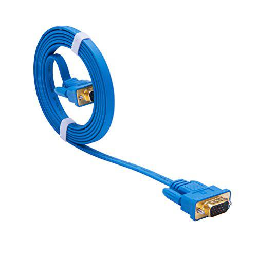 DTECH 3m 울트라 슬림 Flat 컴퓨터 모니터 VGA 케이블 10 Feet 15 핀 Male to Male 커넥터 유선 - Blue