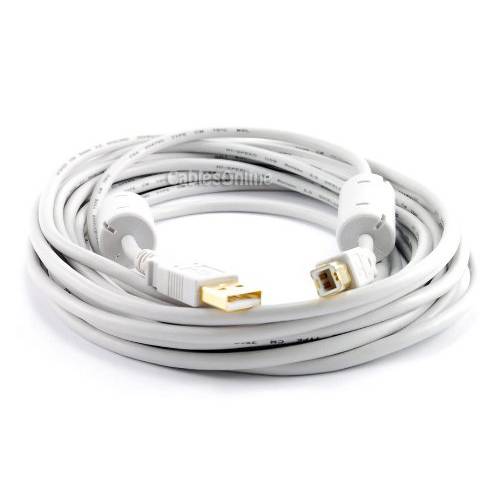 20 Feet Hi-Speed USB 2.0 A-Male to B-Male 케이블 with Two 페라이트 Cores, 20-AWG,  금도금, 블랙