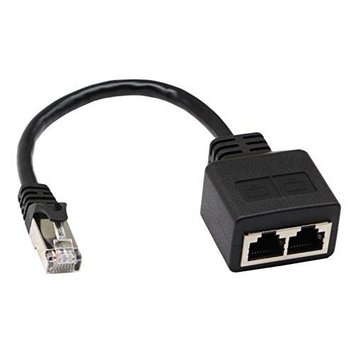 RJ45 네트워크 분배 어댑터 케이블, zdyCGTime 1 RJ45 Male to 2 RJ45 Female 네트워크 Y 분배 케이블, 랜 Connector, 적용가능한 for 슈퍼 Category 5 Ethernet, Category 6 Ethernet.(Black) (Black)