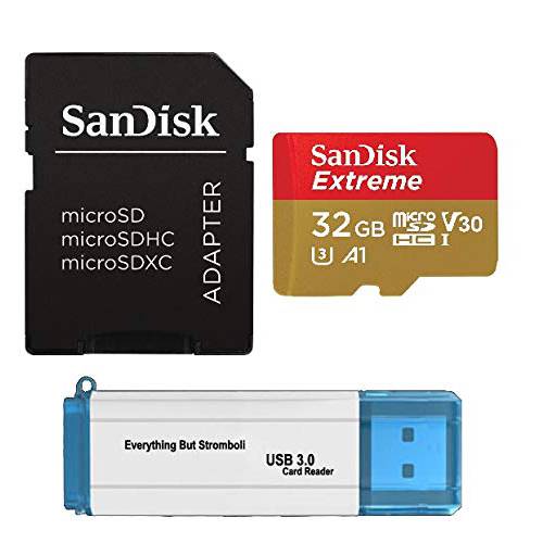 SanDisk 32GB 메모리 카드 Extreme Works with 고프로 히어로 7 Black, Silver, Hero7 White UHS-1 U3 미니 SDXC 번들,묶음 with Everything But Stromboli 3.0 Micro/ SD 카드 리더,리더기