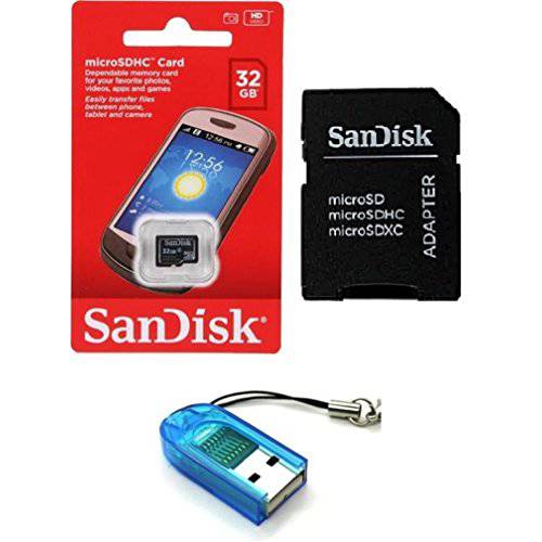 Sandisk 32GB Class 4 마이크로SDHC 마이크로SD C4 TF Flash 메모리 카드 with SD 어댑터 and USB SD 카드 Reader/ 라이터 R13 (Bulk Packaged)
