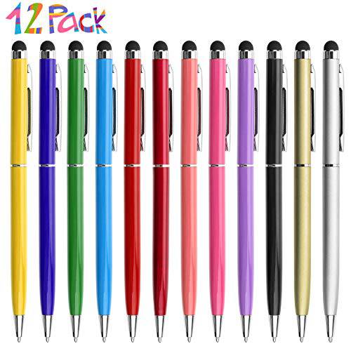 innhom Stylus Pens 스타일러스펜, 터치펜 터치 스크린 아이패드 iPhone 태블릿 삼성 Kindle and 블랙 잉크 볼펜 Pens-2 in 1 Stylists Pens 12 Pack for
