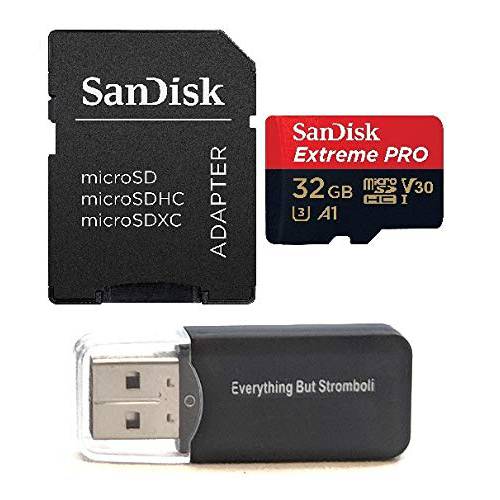 SanDisk 32GB 메모리 카드 Extreme 프로 Works with 고프로 히어로 7 Black, Silver, Hero7 White UHS-1 U3 미니 SDHC 번들,묶음 with (1) Everything But Stromboli 카드 리더,리더기