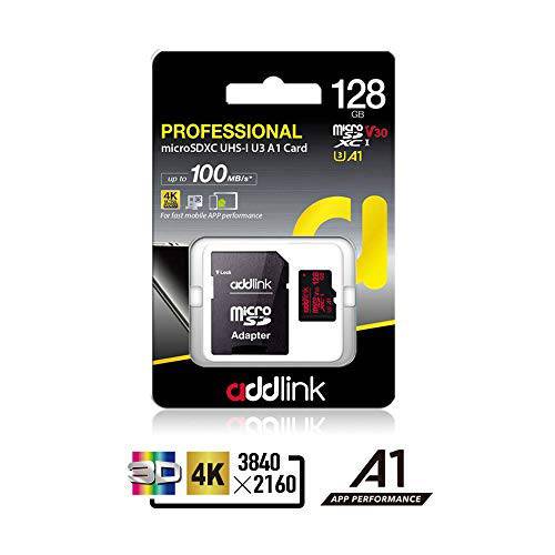 addlink 128GB 2 Pack 미니 SD 카드 SDXC U3 V30 A1 메모리 카드 어댑터포함 with Read 100MB/ s 고속