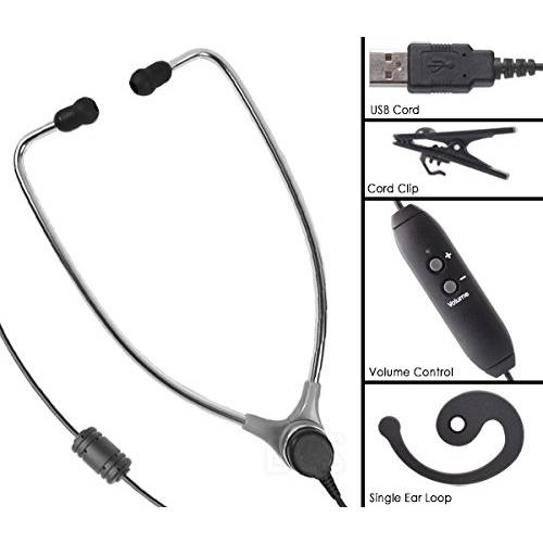 ECS-AL-60-USB-SAET 알루미늄 Stetho Style Transcription 헤드폰,헤드셋 with 소프트 항균제,소독제,소독,향균 이어팁