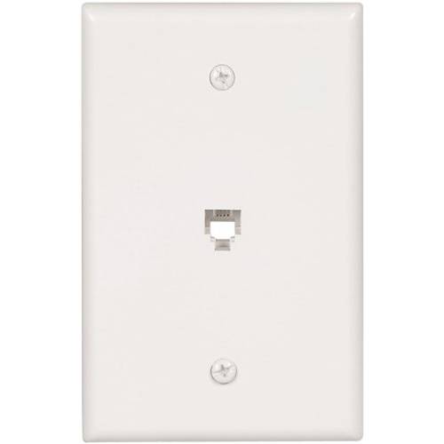 EATON Wiring 3533-4W-L Flush 마운트 Mid 사이즈 벽면 Plate with 전화 Jack 4-Conductor, White