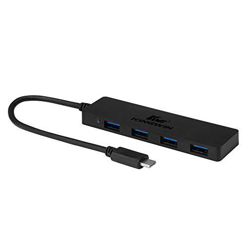 Kingwin USB 허브 4 Port USB C to USB 3.0 Data 허브 for 휴대용 SSD, 맥book, 맥 Pro/  미니, 미니사이즈, iMac, Chromebook, 서피스 Pro, USB Flash Drives, 노트북 PC, XPS, and More [Ultra Slim]