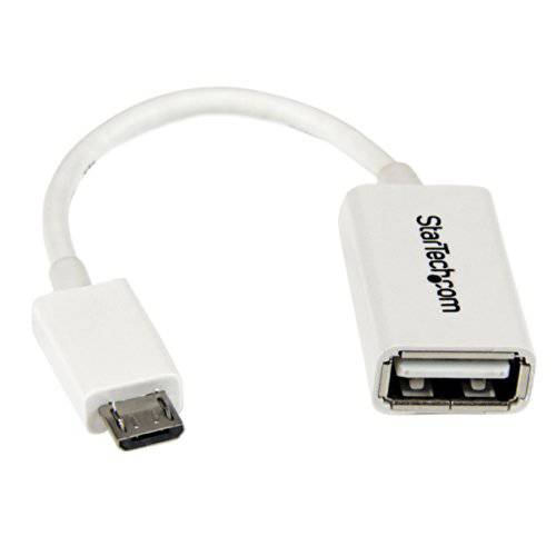 StarTech.com 5in White 마이크로 USB to USB OTG Host 어댑터 M F - Micro USB Male to USB a Female On-The-Go Host 케이블 어댑터 - White UUSBOTGW