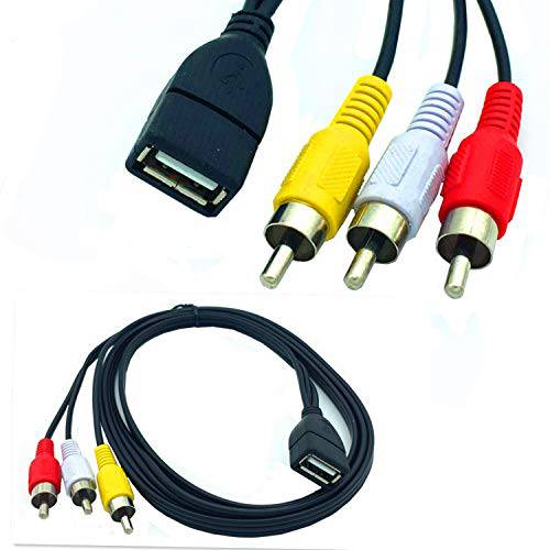 ANRANK UR20315AK 5FT/ 1.5M USB A Female to 3 RCA AV 오디오비디오, AV 케이블 케이블 어댑터 for TV HDTV DVD