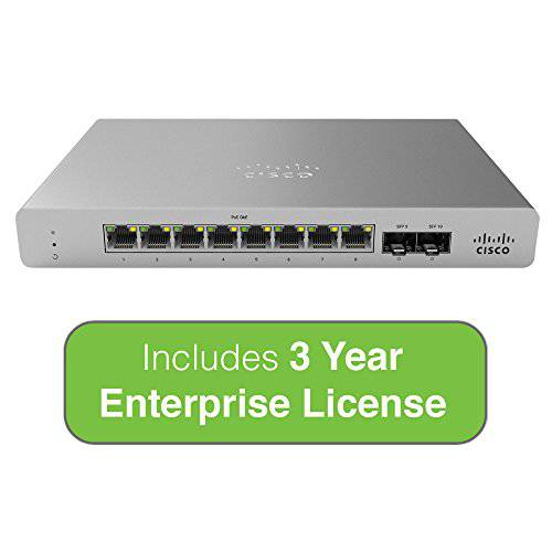 Cisco Meraki MS120-8 Cloud-Managed 컴팩트 스위치 - 8x 1GbE 포트, 2x 1G (SFP) 업링크 Interfaces - 포함. 3 Yr Enterprise 특허