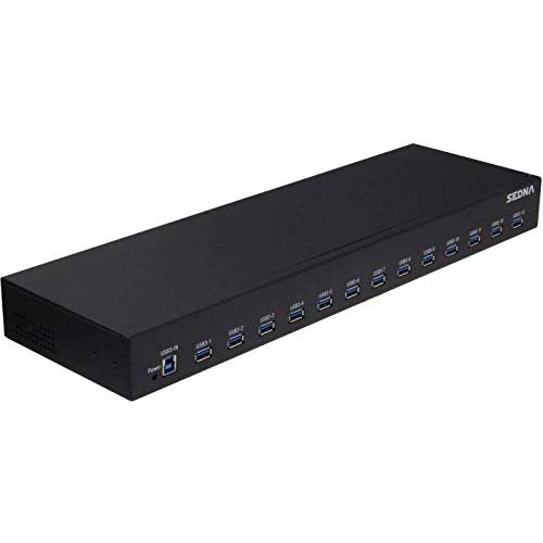 Sedna 13 Port USB 3.1 Gen I 허브 (5Gbps) - 19 Inch 1U 거치대, 받침대 마운트 (5V10A Adapter)
