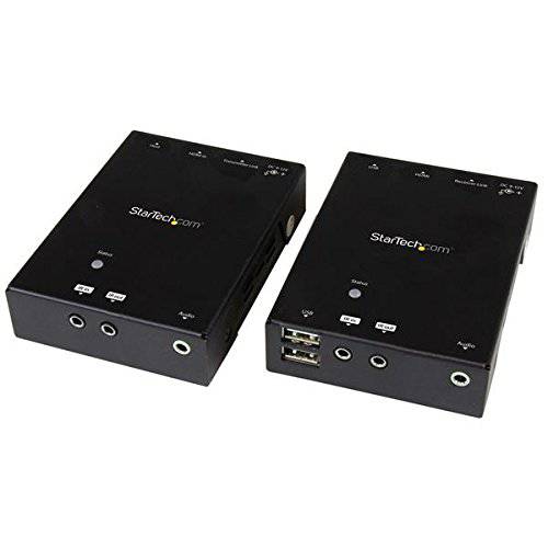 brandnameeng.com HDMI Over CAT5 HDBaseT 연장 with 4-Port USB Hub, IR and 파워 Over 케이블 - 295 ft (90m) - 울트라 HD 4K (ST121HDBTU)