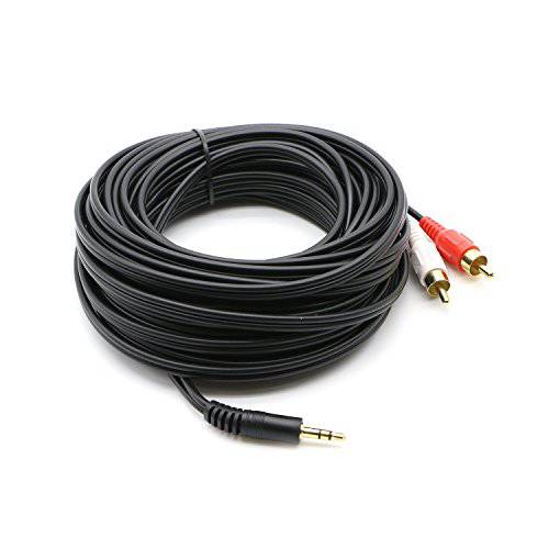 Pasow 3.5mm 스테레오 Male to 2RCA Male (Right and Left) RCA 오디오 케이블 (50 Feet)