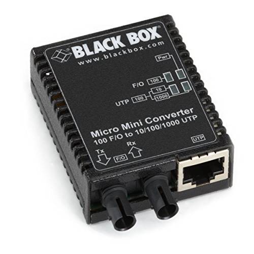 Black Box Micro 미니 Media Converter, 10-/ 100-/ 1000-Mbps Copper to 100-Mbps Duplex Fiber, Multimode, 1310-nm, 5 km, ST