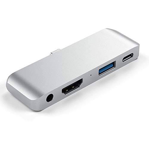 MMOBIEL USB C 허브 4 인 1 호환가능한 with 맥북 Pro/ 에어 2019 2018 2017 2016 13“15“ 이중 Type C 어댑터 with 썬더볼트 3, 60W 파워 Delivery, 4K HDMI, 1xUSB 3.0 1x 3.5mm 오디오 Aluminium