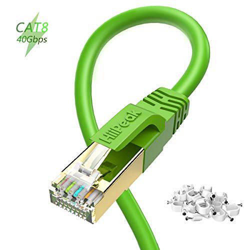 Cat 8 랜선, 랜 케이블 75ft, HiiPeak Cat8 Internet 케이블 40Gbps 2000Mhz High-Speed 프로페셔널 랜 패치 네트워크 케이블s with RJ45 Gold-Plated Connector, 호환가능한 with Cat5e/ Cat6/ Cat6a/ Cat7, 그린