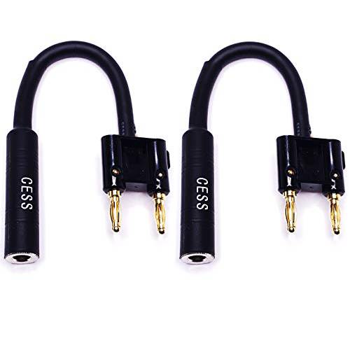 CESS-081 이중 바나나 Plugs to 1/ 4 TS Jack 어댑터 스피커 Cables, 2 Pack