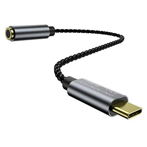 USB Type C to 3.5mm 헤드폰 Jack Adapter, KOOPAO USB-C to Aux 오디오 Realtek DAC 동글 케이블 호환가능한 with 삼성 구글 Pixel 2 3 4XL and HTC 화웨이 아이패드 Pro(Grey)