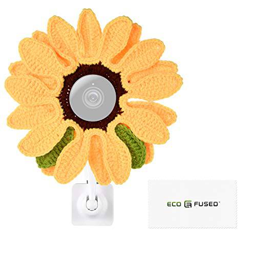 ECO-FUSED Disguise 호환가능한 with 네스트 카메라s, DSLR 렌즈 and 기타 from 2.17＂ to 4.13＂ 5.5-10.5 cm Diameter 카메라 렌즈 -  Sunflower - 핸드메이드 Knit (1 Pack).