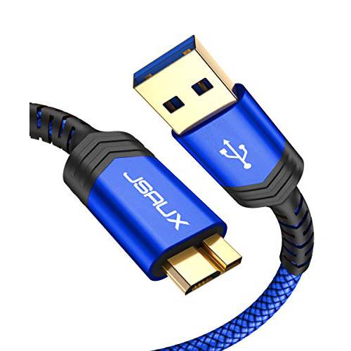 JSAUX USB 3.0 Micro 케이블, 외장 하드디스크 케이블 2 Pack (1ft+ 3.3ft) USB A Male to Micro B 충전 케이블 호환가능한 with Toshiba, WD, Seagate 하드디스크, 삼성 갤럭시 S5, Note 3, Note 프로 12.2 ect