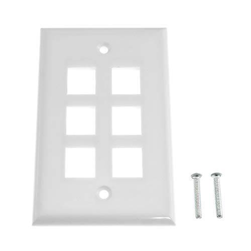 RuiLing 5pcs White 벽면 Plate Keystone Jack with 마운팅 스크류 for Home/ 사무실,오피스 6 Port