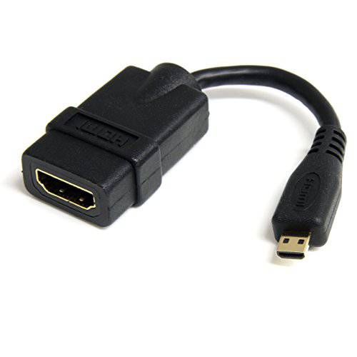 StarTech.com 5in 고속  HDMI 어댑터 케이블 -  HDMI to  HDMI 마이크로 - F/ M - 5 inch 마이크로  HDMI 어댑터 -  HDMI Female to 마이크로  HDMI Male (HDADFM5IN), 블랙
