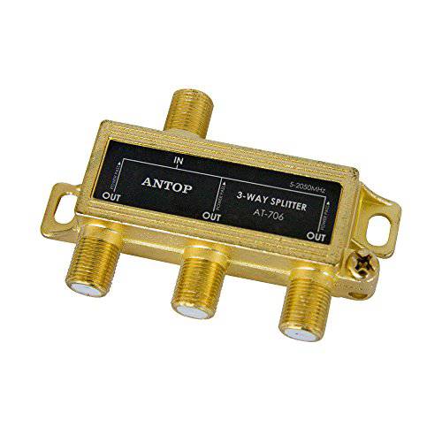 ANTOP 3-Way 동축, Coaxial,COAX 케이블 분배 2GHz- 5-2050MHz Worked with Satellite, HD TV, 안테나 Signal- 올 Port 파워 DC 파워 Passing,  금도금 and Corrosion 내구성