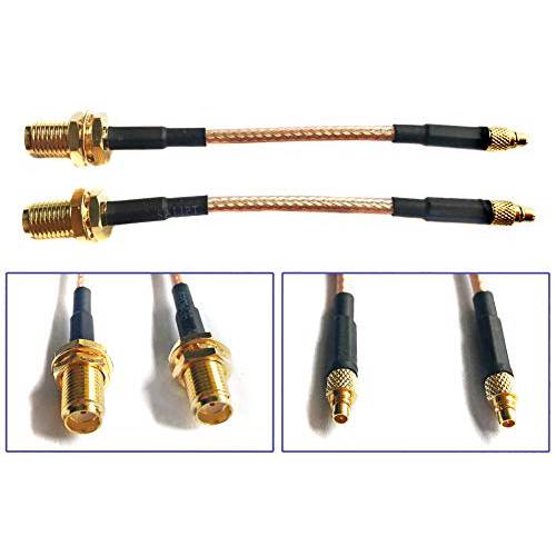 Pack of 2 RF RG316 피그테일 SMA Female 안테나 커넥터 to 스트레이트 MMCX Male no 앵글 동축, Coaxial,COAX 케이블 어댑터 (4 inches (10 cm))