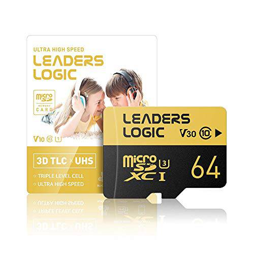 LeadersLogic 휴대용 microSDXC 카드 with SD 어댑터 64GB UHS-1 U3 Class 10 VSC 30 A1