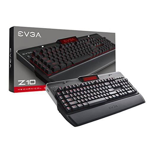 EVGA Z10 게이밍 Keyboard, 레드 Backlit LED, 기계식 Blue Switches, 온보드 LCD Display, Macro 게이밍 Keys, 802-ZT-E101-KR