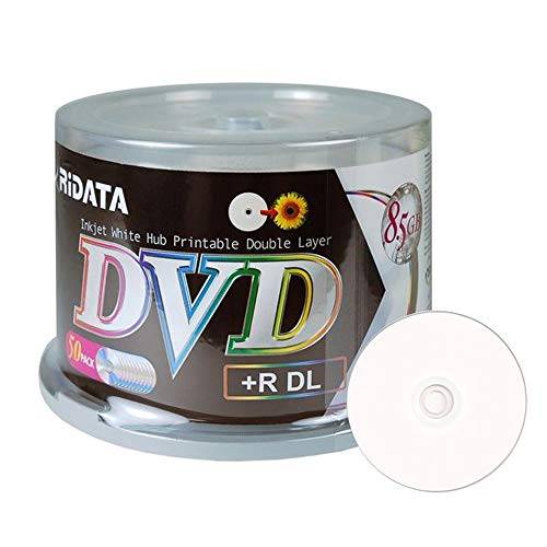 50 Pack Ridata DVD+ R DL 이중 레이어 8X 8.5GB DVD 플러스 R 이중 레이어 White 잉크젯 허브 작성가능 여분 Media Data 무비 게임 기록가능 Disc