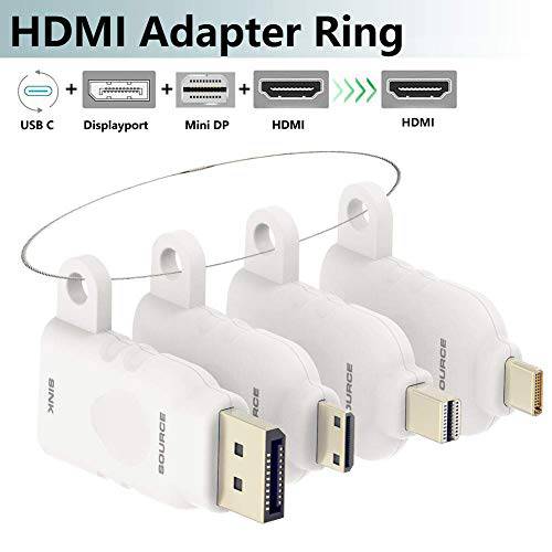 범용 HDMI 어댑터 반지 - USB C, Displayport, 미니 DP, 미니 HDMI to HDMI 사무실,오피스 화상 Converter. Four 어댑터 with 세큐리티 고리 - POCKET PANDA
