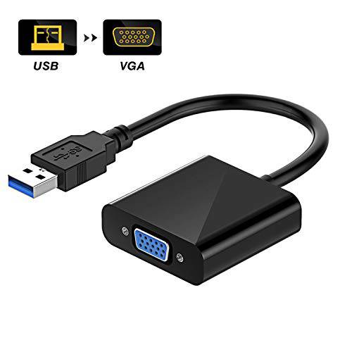 USB to VGA 어댑터, 1080P Multi-Display 비디오 컨버터 for 노트북 데스크탑 PC to 모니터, 프로젝터, TV. (Not 지원 Chromebook and 맥북)