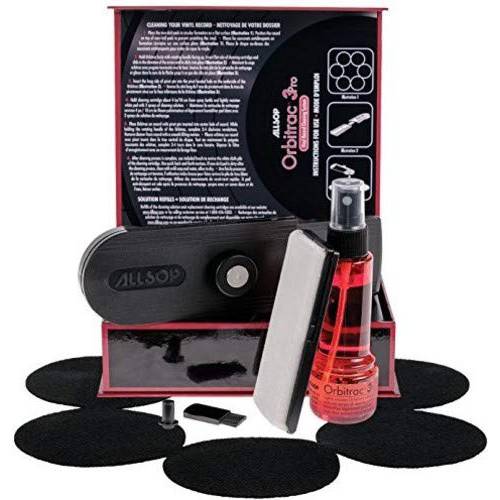 Allsop Orbitrac 3 프로 Vinyl LP레코드 클리닝 System, 2X 클리닝 Cartridges, 보호 Non-Skid Pad, 클리너 Fluid, Reviving Brush, and 스토리지 케이스 (31735)