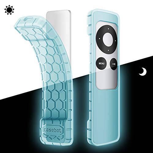 Fintie 보호 케이스 for 애플 TV 2 3 원격 제어장치 - 케이스Bot (Honey Comb Series) 가벼운 체중 ( 미끄럼방지) 쇼크 Proof 실리콘 슬리브 Cover, Blue 글로우 야광