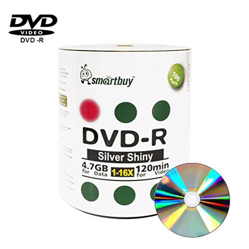 Smart Buy 100 Pack DVD-r 4.7gb 16x 샤이니 Silver 여분 Data 화상 무비 기록가능 Media Disc, 100 Disc 100pk