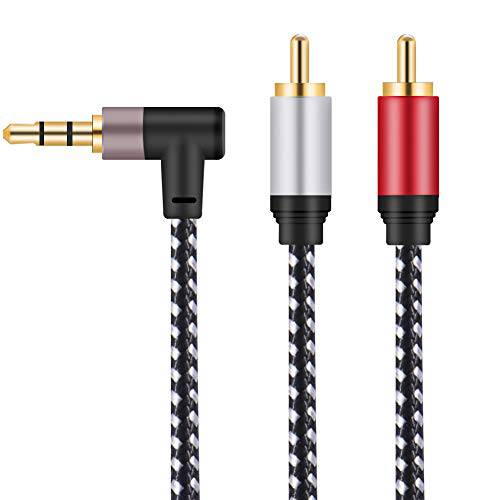 AUX RCA Y 케이블 25FT, 3.5mm to 2-Male RCA 어댑터 스테레오 분배 케이블 1/ 8 직각 TRS to RCA 스트레이트 마개 오디오 예비 케이블 for Smartphone, Speakers, Tablet, HDTV, MP3 플레이어