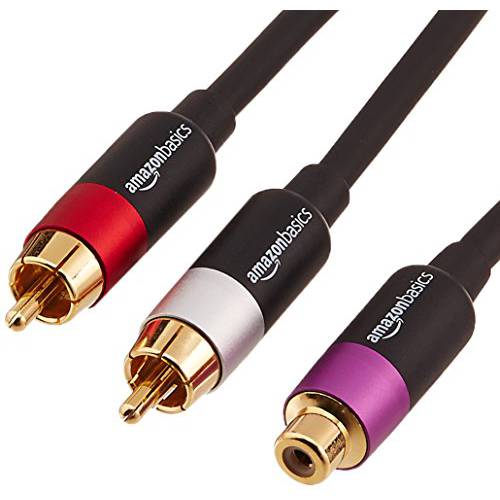 AmazonBasics 2-Male to 1-Female RCA Y-Adapter 분배 케이블 - 12-Inch, 10-Pack