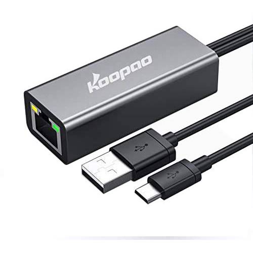 랜포트 for TV Stick, 파이어 Stick 랜포트 4K, KOOPAO Micro USB to RJ45 랜포트 with USB 파워 서플라이 케이블 for 스트리밍 스틱,막대 Including Chromecast, 구글 홈 미니