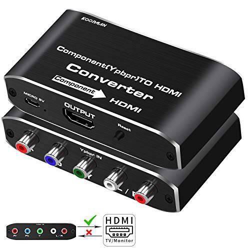 컴포넌트 to HDMI, YPbPr to HDMI 컨버터, Koopman 5RCA RGB to HDMI 컨버터 어댑터, support 1080P 화상 오디오 컨버터 어댑터 HDMI V1.4 for DVD PSP 엑스박스 PS2 N64 to HDTV 모니터 and 프로젝터