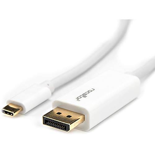 Rocstor 고급 10Ft/ 3M USB Type C to DisplayPort,DP 케이블 - USB C to DP 케이블 - 4K 60Hz - 하얀 - DisplayPort/ USB for 화상 Device, Monitor, Workstation, Projector, MacBook, Chromebook